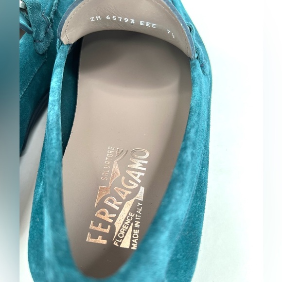 Salvatore Ferragamo Salamanca Teal Suede Gancini Driving Loafer US 7.5 - EU 41.5 - Picture 9 of 13